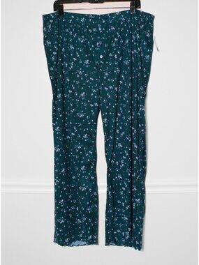 Old Navy Soft Brushed Pajama Pants Lettuce Hem Ditsy Floral Teal Size XL Petite